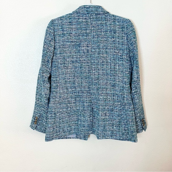 NWT Loft Tweed Double Breasted Blazer Sz 4 Petites Blue - Picture 6 of 7